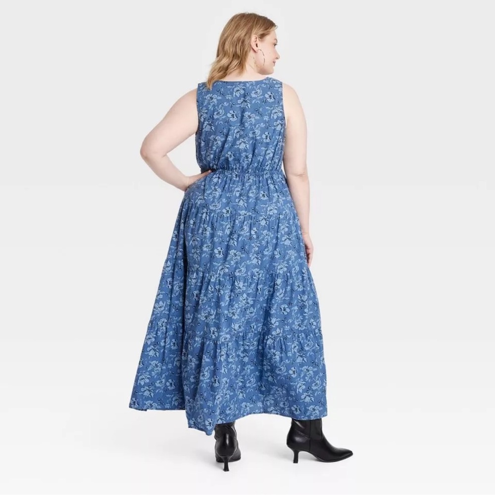 Universal Thread Blue Floral Maxi Dress - Picture 3 of 10